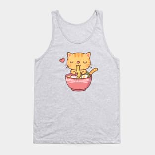Cute Orange Tabby Cat Eating Ramen Tank Top